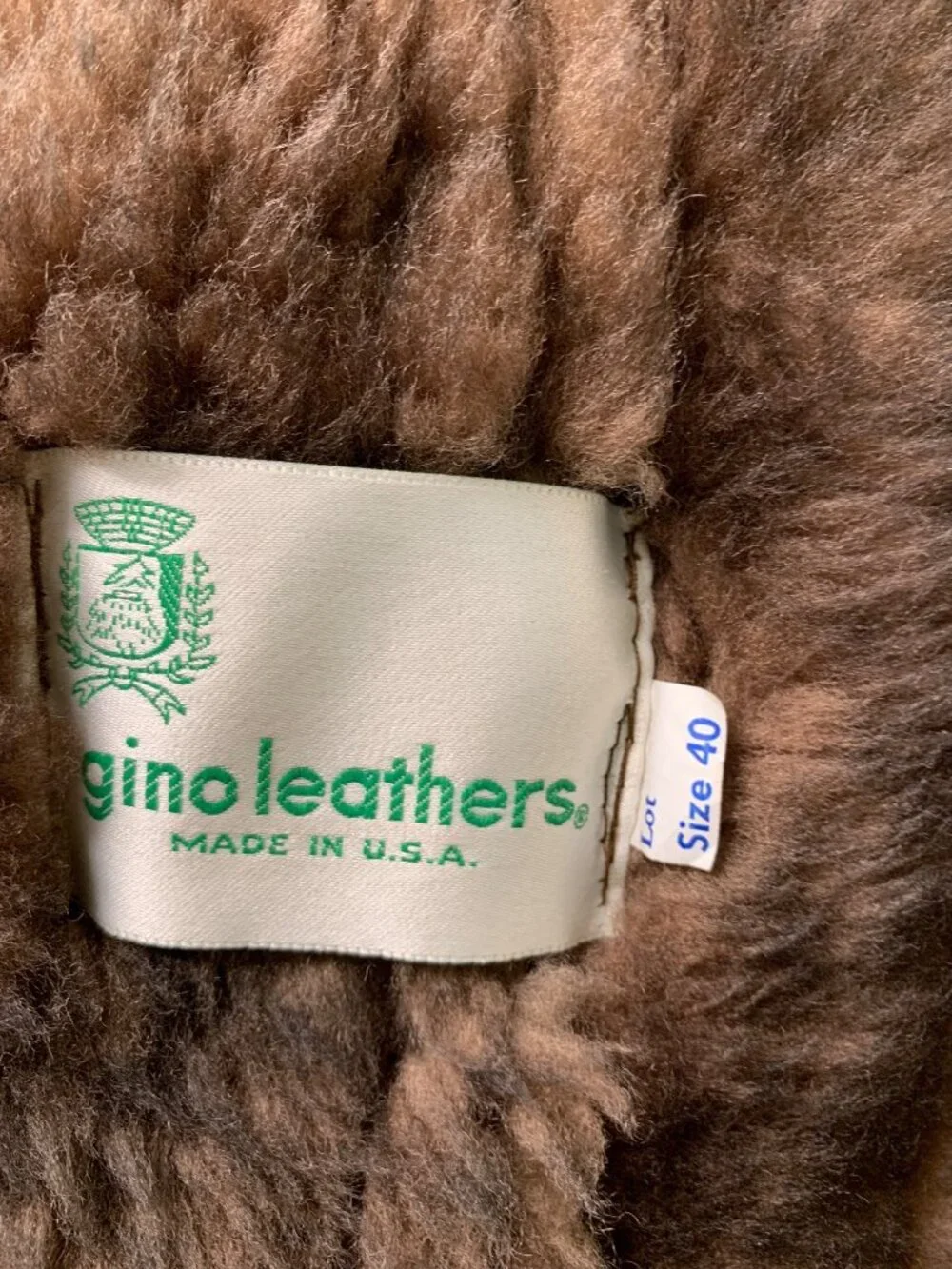 Vintage Gino Leathers Shearling Coat Size 40 Mens USA Brown Western
